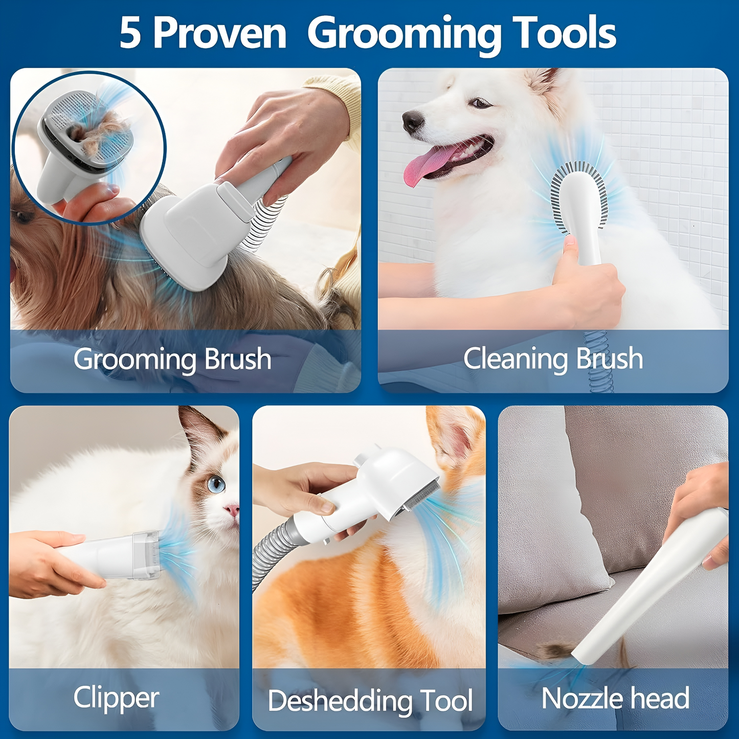 5-in-1 Pet Grooming Vacuum Kit